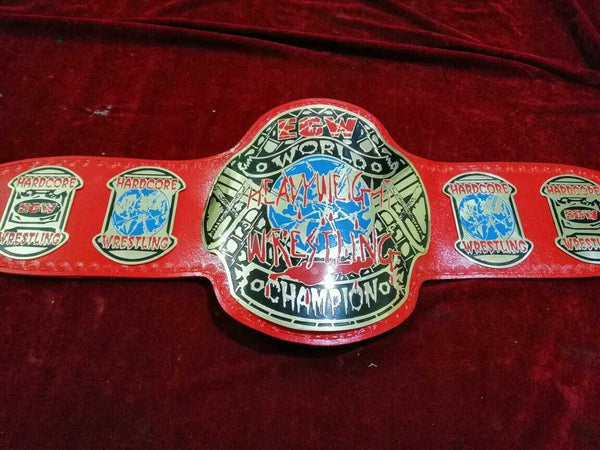 ECW WORLD HEAVYWEIGHT RED Brass Championship Belt - Zees Belts