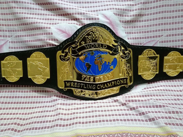 NWA WORLD TAG TEAM 24K GOLD Zinc Wrestling Championship Belt - Zees Belts