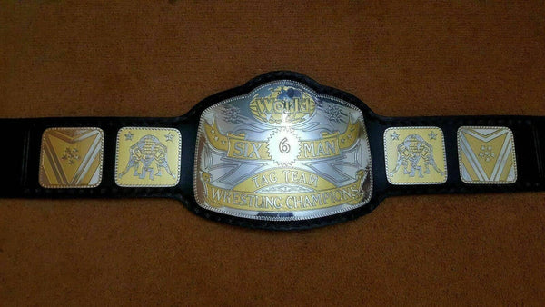 WORLD SIX MAN TAG TEAM Brass Championship Belt - Zees Belts