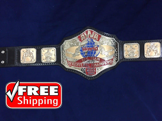 AWA WORLD TAG TEAM 24K GOLD Championship Belt - Zees Belts