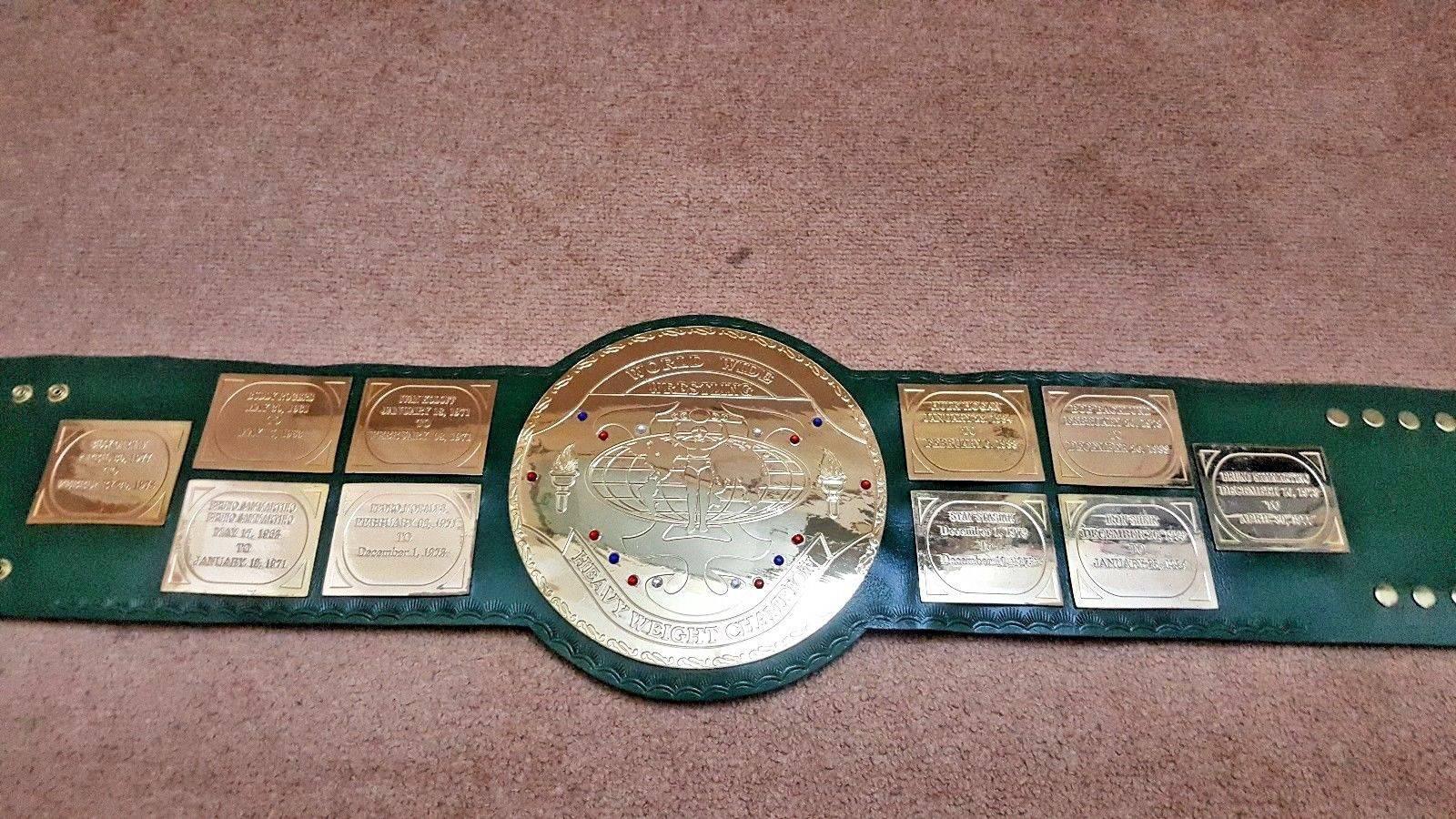 WWF BIG GREEN Brass Championship Title Belt - Zees Belts