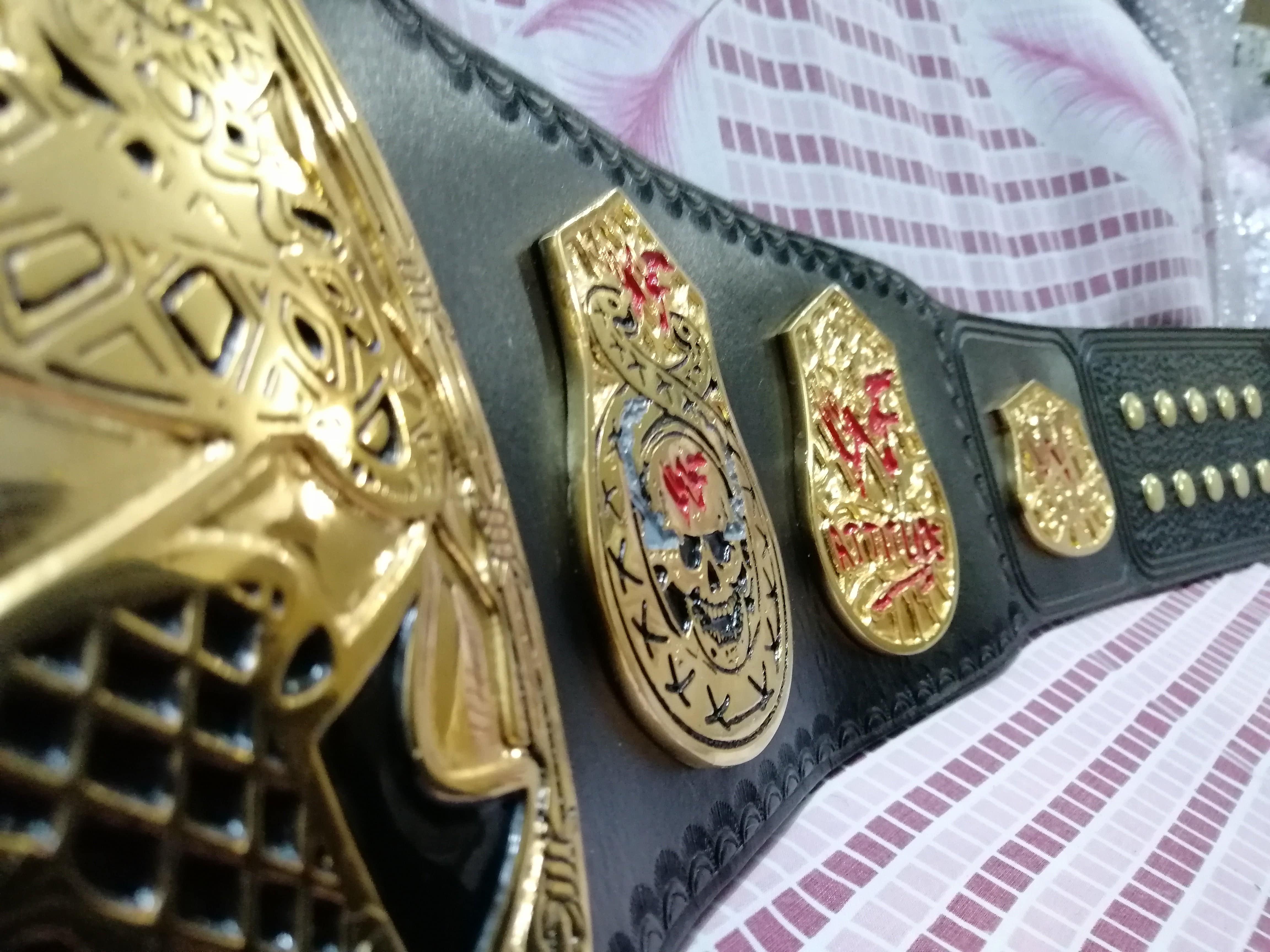 WWF STONE COLD SMOKING SKULL 24K GOLD Championship Title Belt - Zees Belts