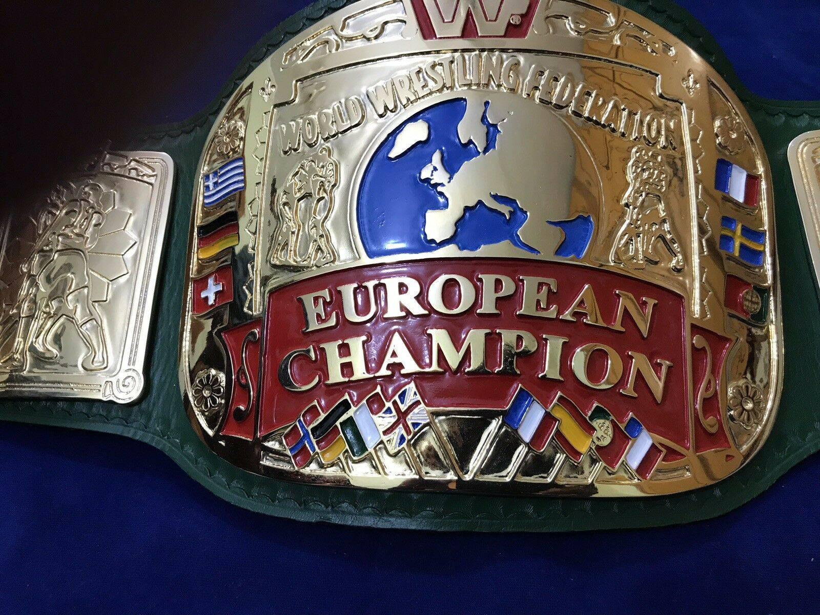 WWF EUROPEAN BLOCK LOGO 24K GOLD CHAMPIONSHIP TITLE BELT - Zees Belts