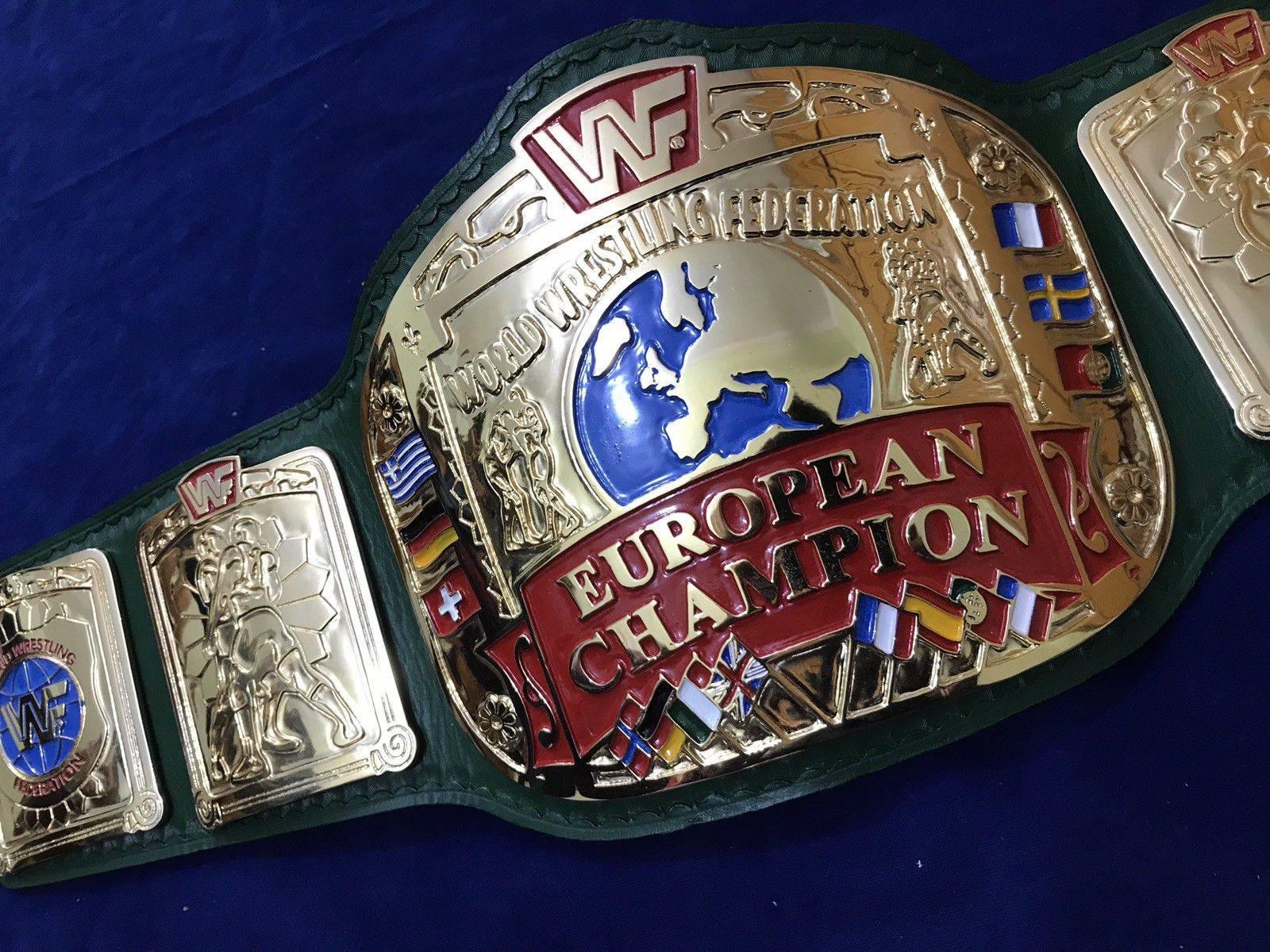 WWF EUROPEAN BLOCK LOGO 24K GOLD CHAMPIONSHIP TITLE BELT - Zees Belts