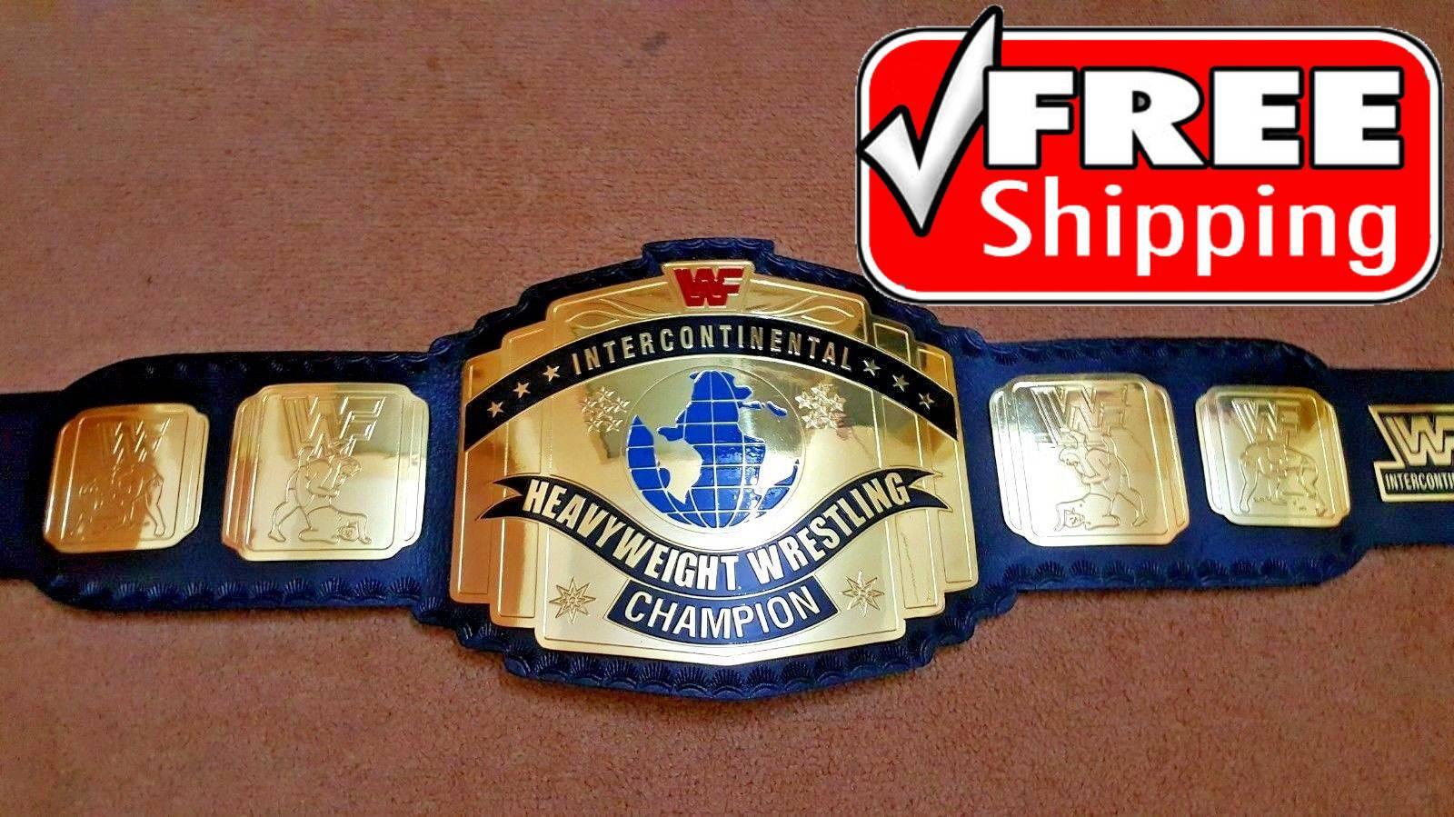WWF INTERCONTINENTAL RED LOGO Brass Championship Title Belt