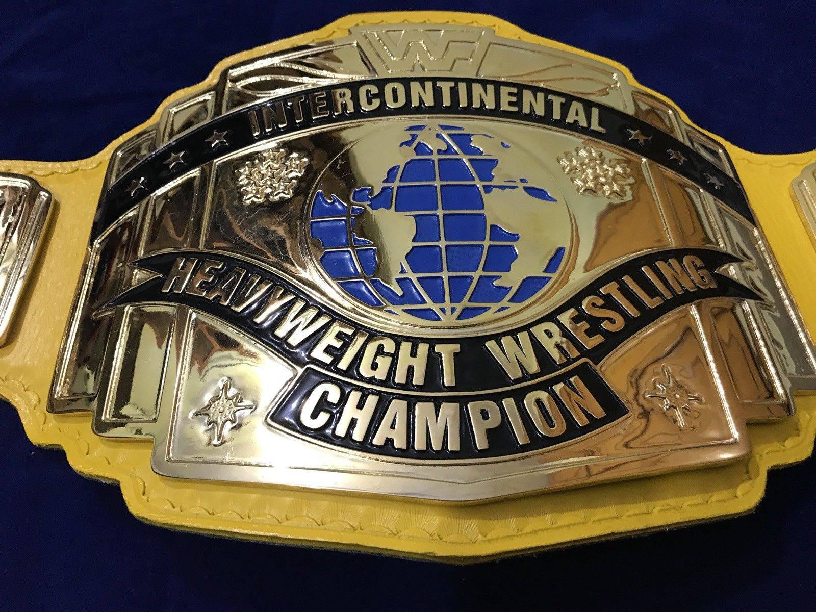 WWF INTERCONTINENTAL YELLOW 24K GOLD Zinc Championship Title Belt - Zees Belts