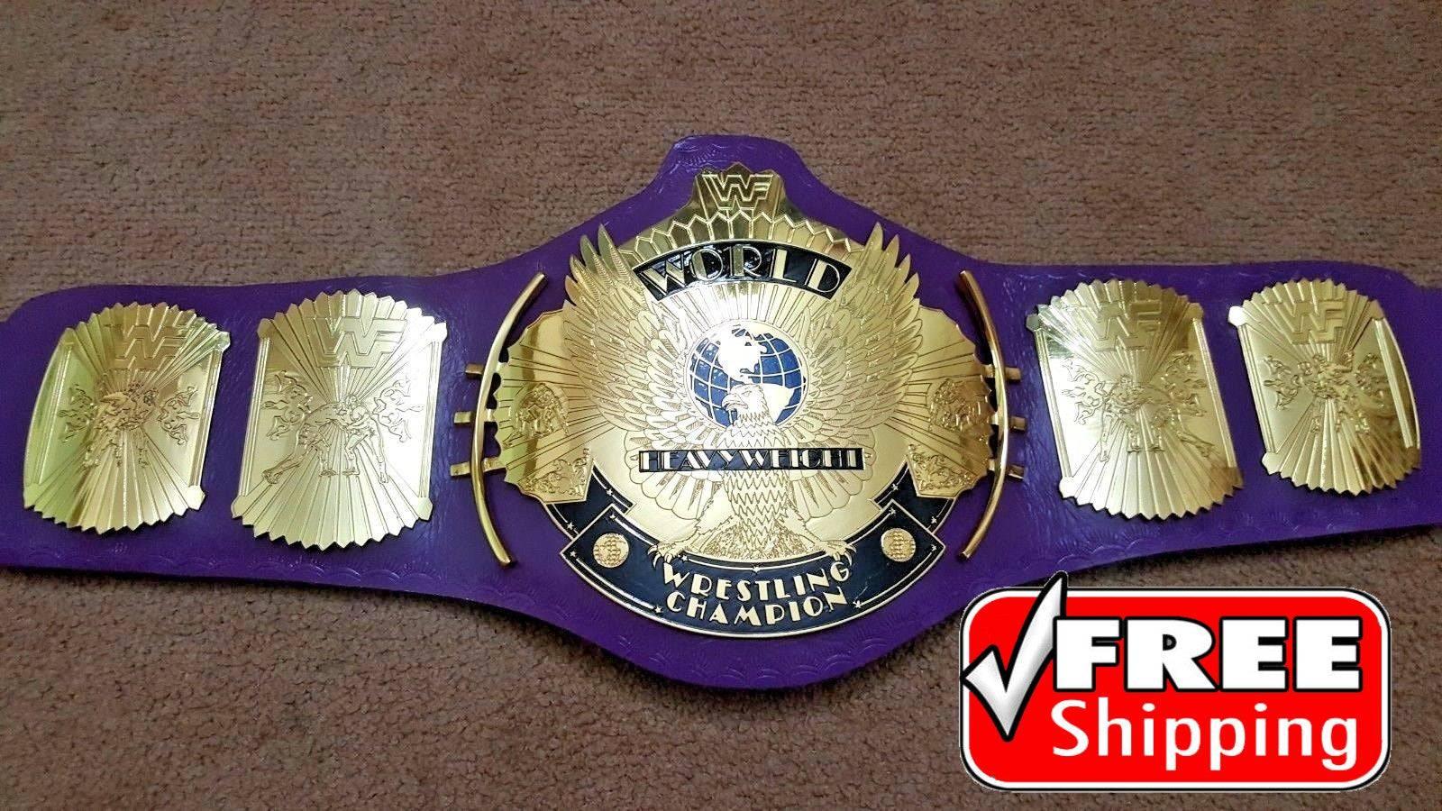 WWF WINGED EAGLE PURPLE Brass Championship Title Belt - Zees Belts