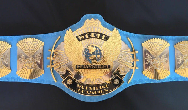 WWF WINGED EAGLE BLUE Brass Championship Title Belt - Zees Belts