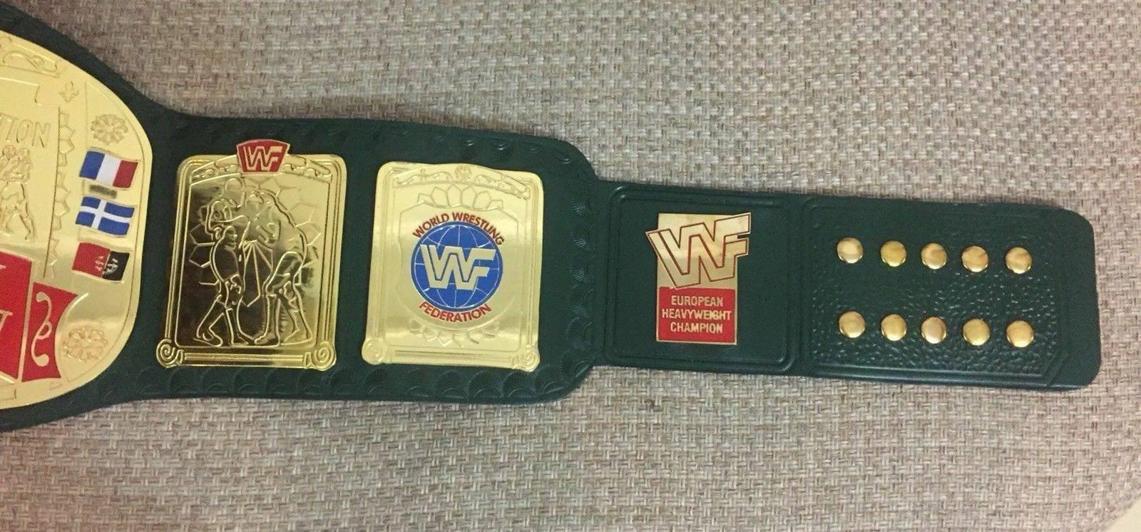 WWF EUROPEAN BLOCK LOGO Brass Championship Title Belt - Zees Belts