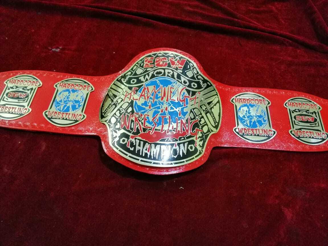 ECW WORLD HEAVYWEIGHT RED Brass Championship Belt - Zees Belts
