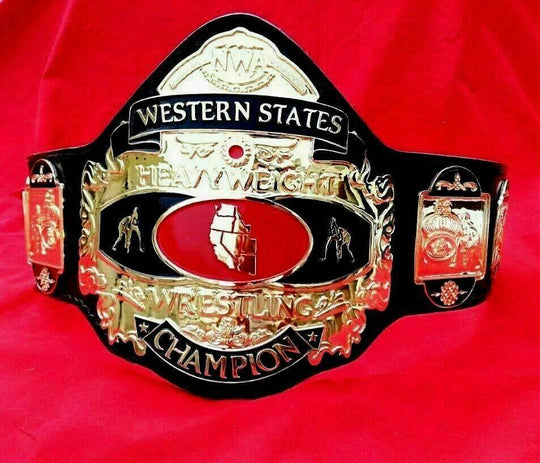 NWA WESTERN STATES HEAVYWEIGHT 24K GOLD Zinc Championship Belt - Zees Belts