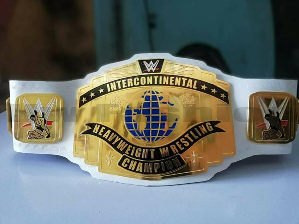 WWE INTERCONTINENTAL WHITE SCRATCH LOGO Brass Championship Belt - Zees Belts