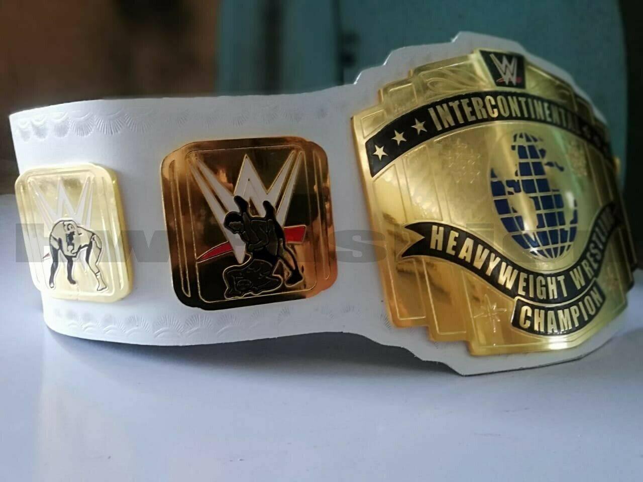 WWE INTERCONTINENTAL WHITE SCRATCH LOGO Brass Championship Belt - Zees Belts