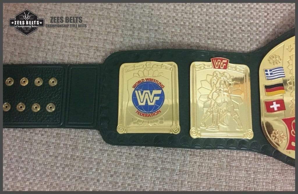 WWF EUROPEAN BLOCK LOGO Brass Championship Title Belt